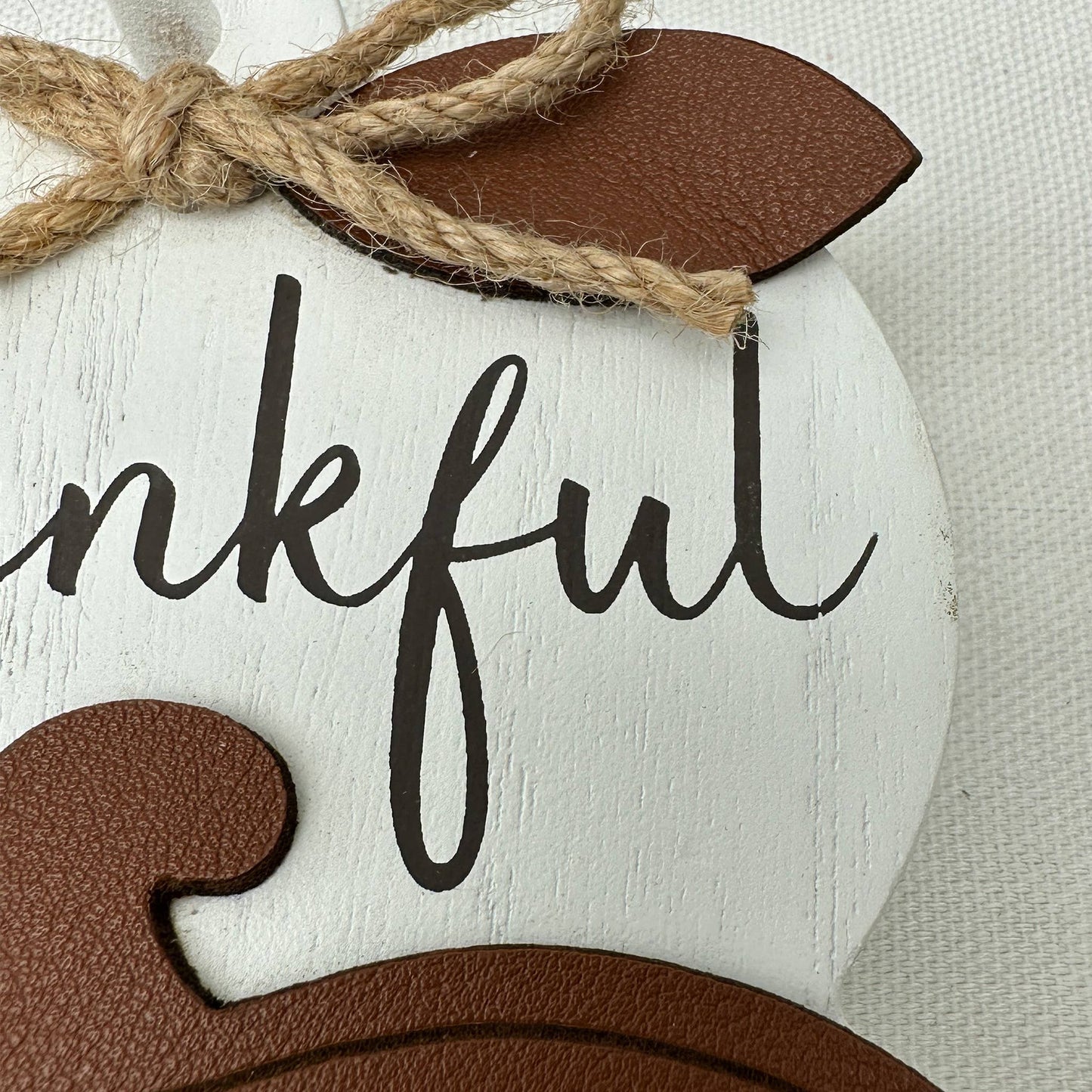 Thankful Grateful Blessed Wooden Pumpkin Tabletop Sign