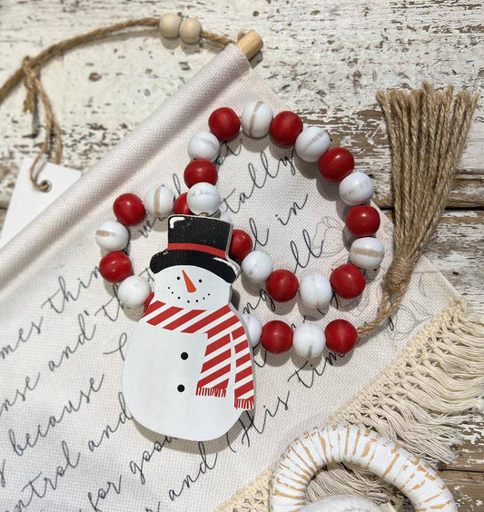 Snowman Farmhouse Beads with Tassel