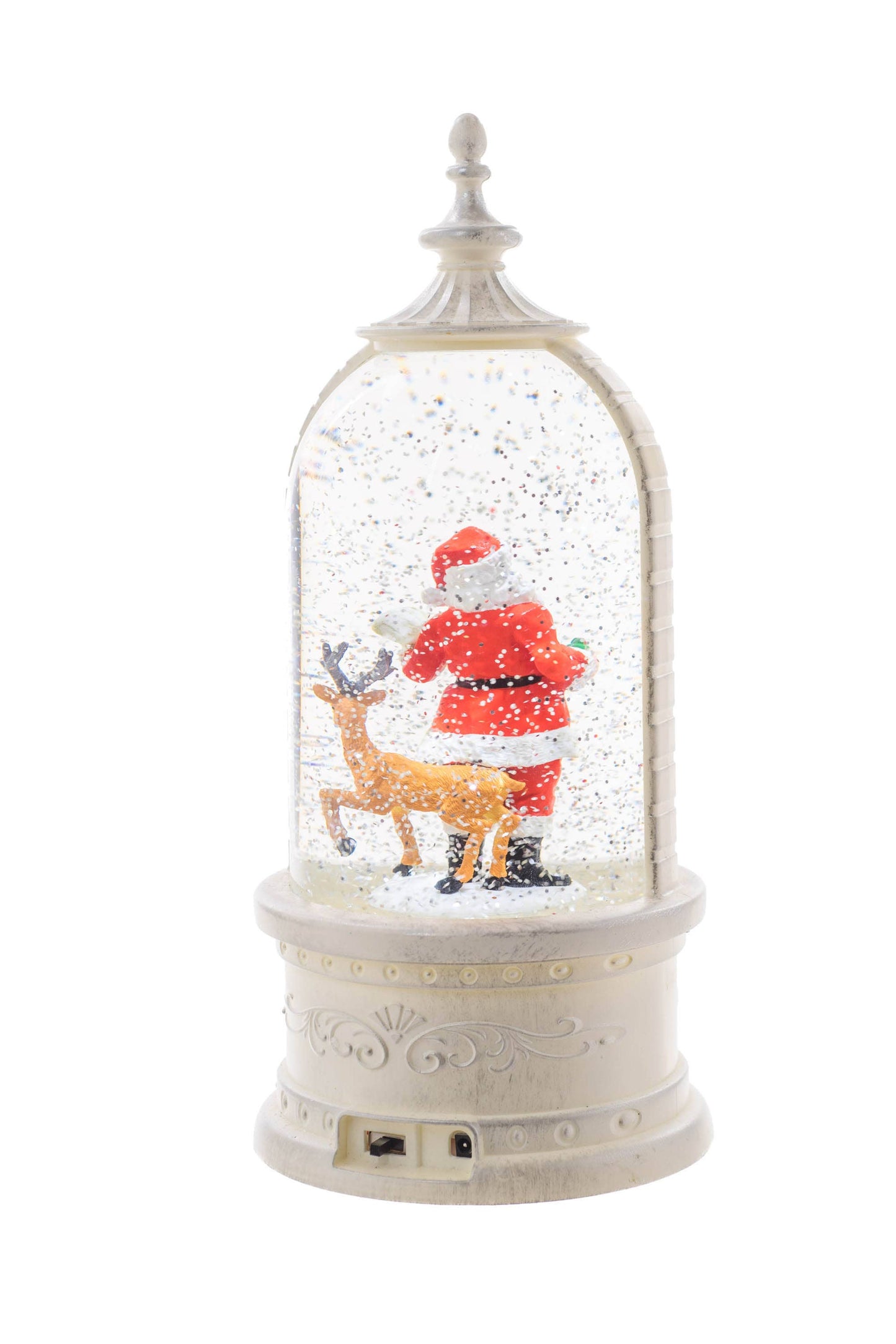 Antique White Lantern LED Snow Globe