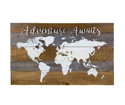 Adventure Awaits World Map Wood Wall Decor,16.75"H x 28"W