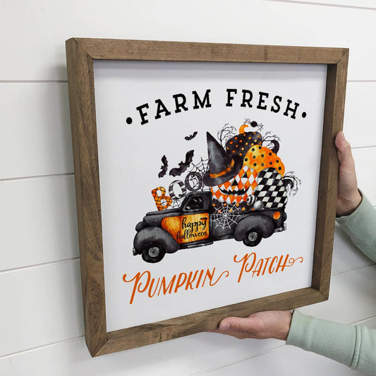 Halloween Pumpkin Truck Little Wood Sign for Decor