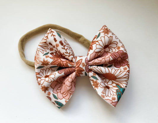 Baby Bow Headband - Muted Floral