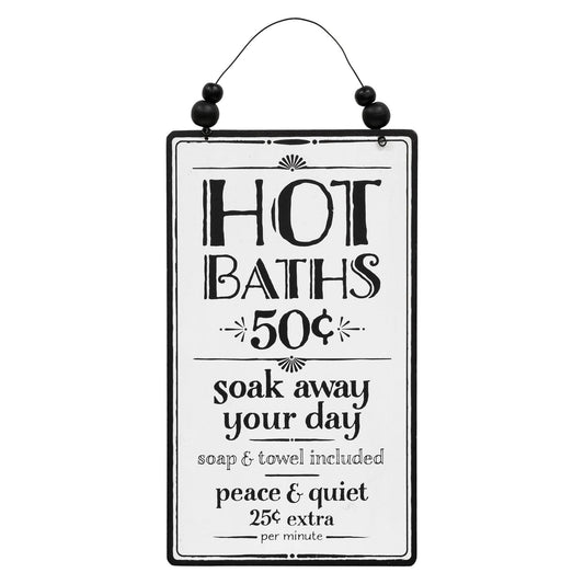 Hot Baths Sign w/Beaded Hanger