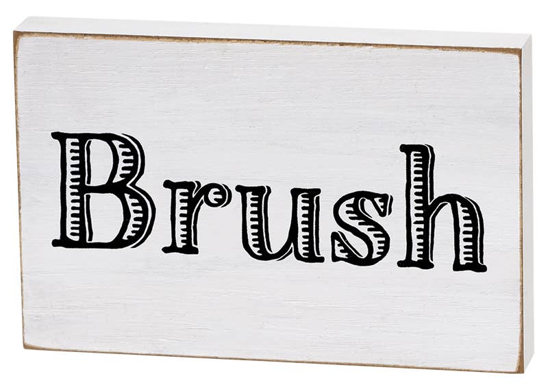 Bathroom Words Block Sign, 4 Assorted