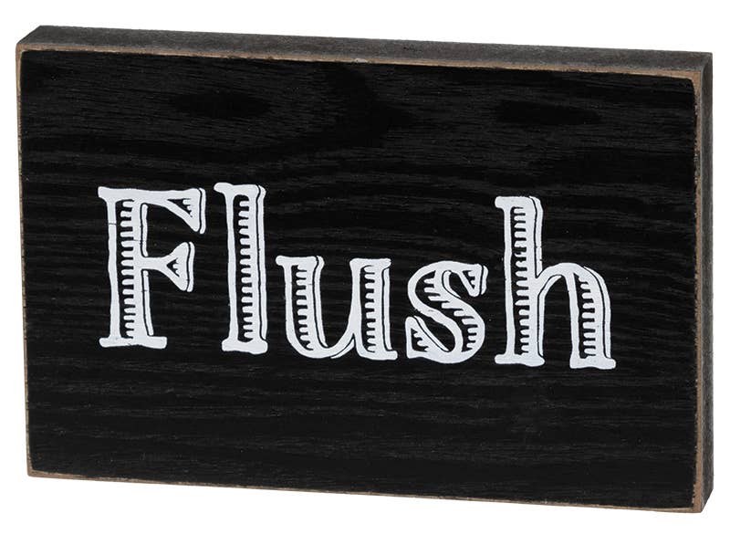 Bathroom Words Block Sign, 4 Assorted