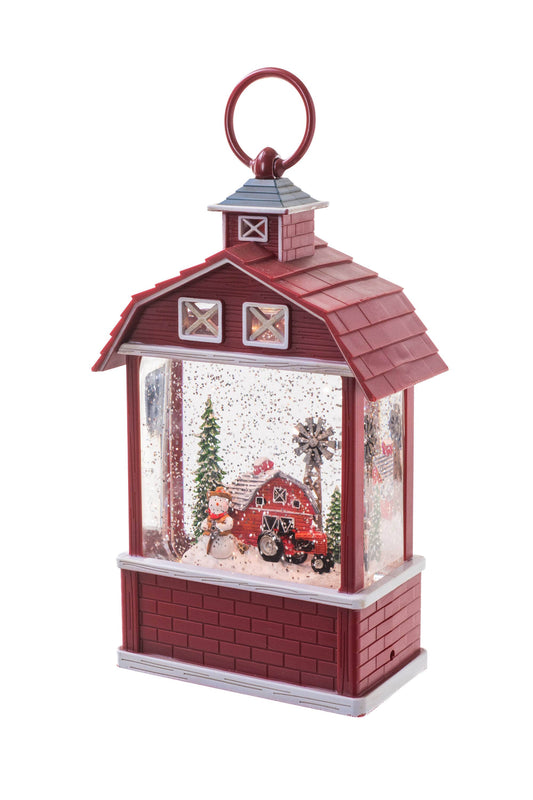 NEW - Red Barn Lighted Snow Globe