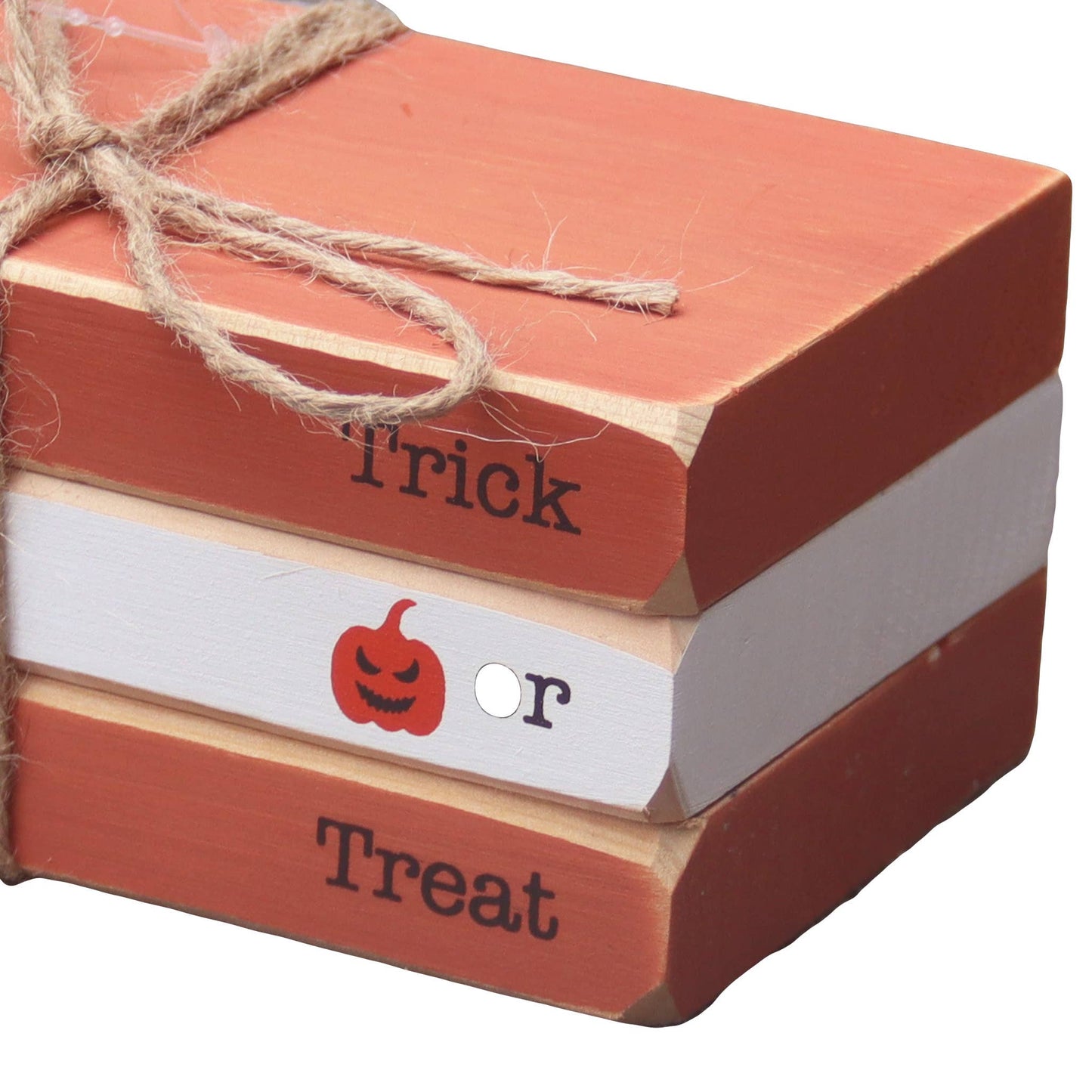 Trick or Treat Halloween Wood Stack Books Decor