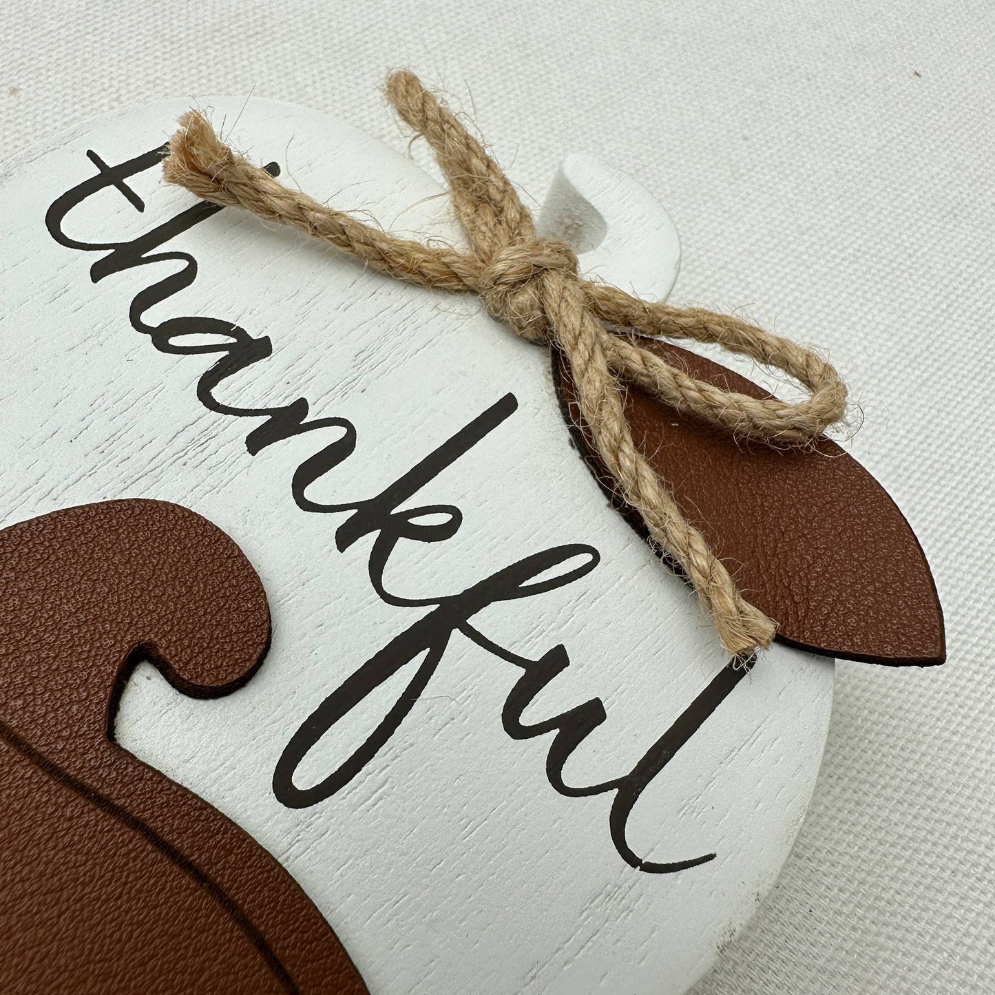 Thankful Grateful Blessed Wooden Pumpkin Tabletop Sign