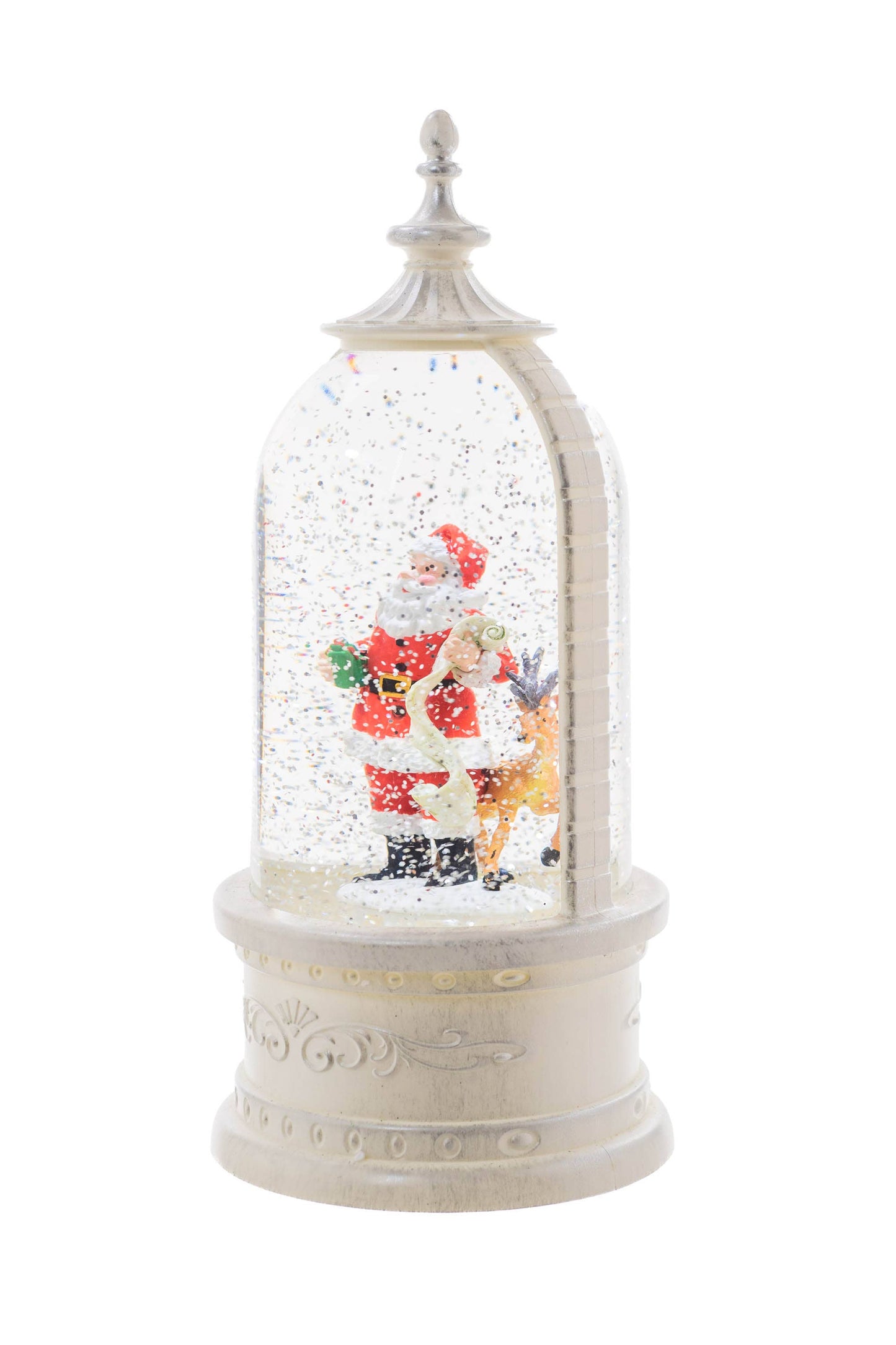 Antique White Lantern LED Snow Globe