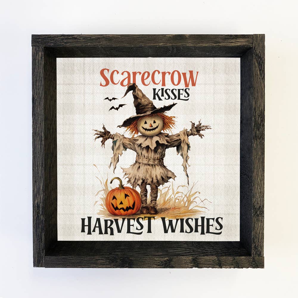 Halloween Vintage Scarecrow Kisses - Cute Halloween Sign