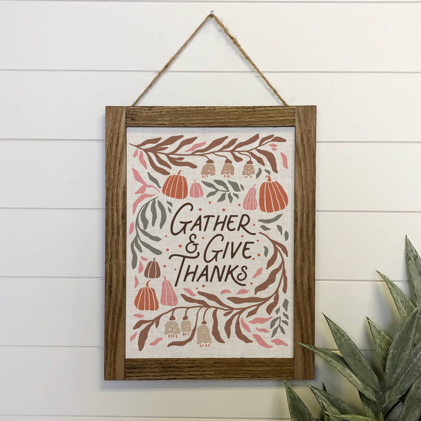 Thanksgiving Wood Sign Wall Decor - Gather and Give Thanks