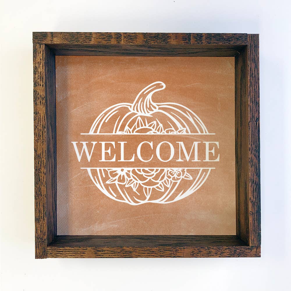 Welcome Fall Pumpkin Small Thanksgiving Tabletop Sign