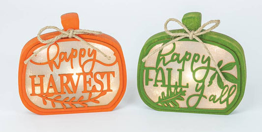 HARVEST PUMPKIN CUTOUT WITH LIGHTS 2 ASSORTED