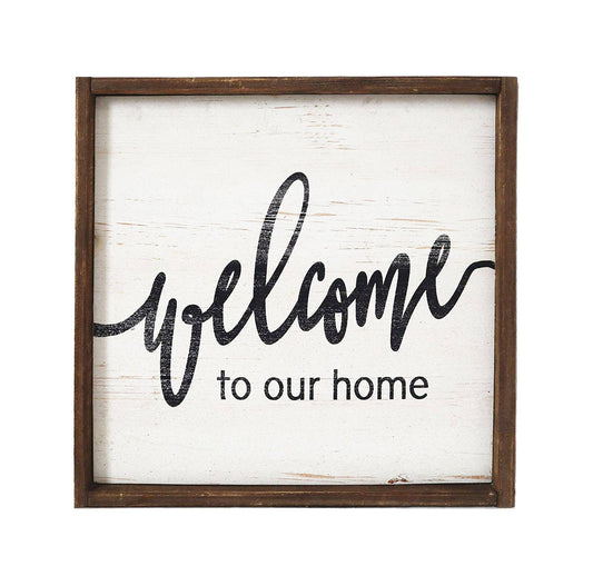 Wood Hanging Sign Plaque-Welcome to Our Home,15.8x15.8''