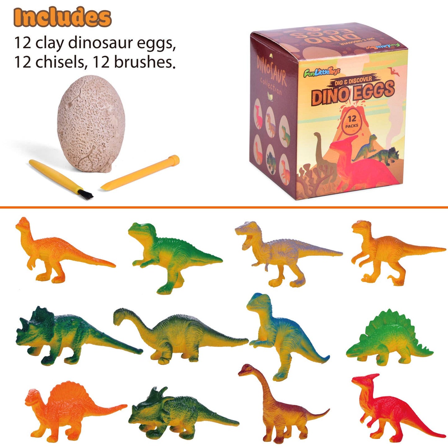 12 Pack Egg Set Dig Dino Egg Kit