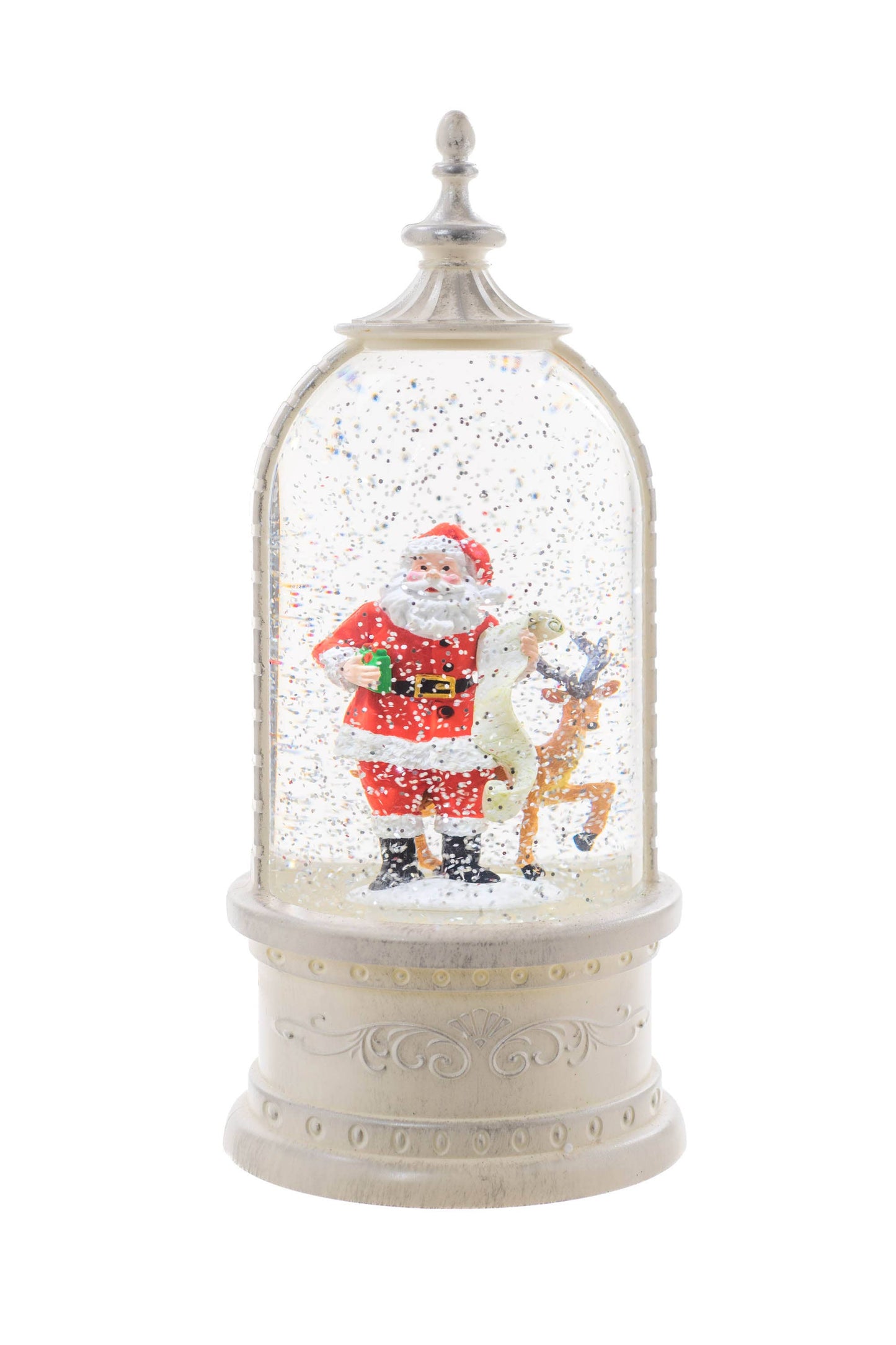 Antique White Lantern LED Snow Globe