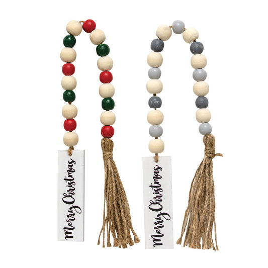 2 Asst Merry Christmas Tassle Garland w/Beads