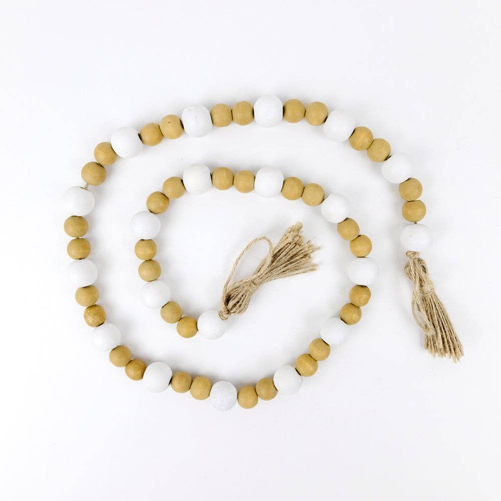 11198 - 36x1 natural wood bead garland CLEARANCE